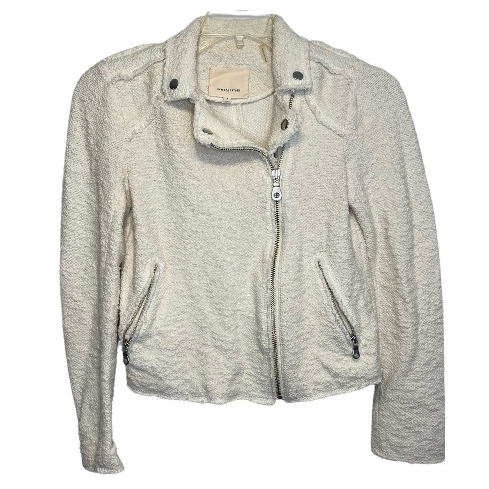 Rebecca Taylor Nuby Knit Cotton Blend Fitted Jacket size 4